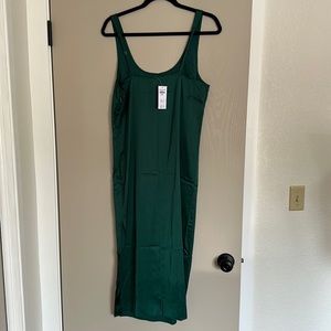 Green Abercrombie satin midi slip dress new with tags medium